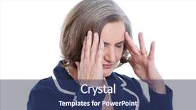  Presentation with older woman - Presentation design consisting of psycosis - stressed and isolated older woman background and a ocean colored foreground