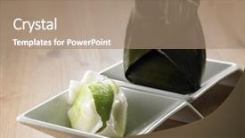  Presentation with kueh - Colorful PPT theme enhanced with puasa - indonesia traditional pastry kueh bugis backdrop and a coral colored foreground