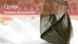  Presentation with kueh - PPT layouts consisting of puasa - indonesia traditional pastry kueh bugis background and a coral colored foreground