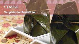  Presentation with kueh - Theme with puasa - indonesia traditional pastry kueh bugis background and a coral colored foreground