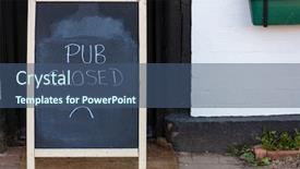  Presentation with pub - Presentation theme consisting of pub-closed-blackboard-or-chalkboard background and a ocean colored foreground