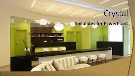  Presentation with cafe - PPT theme featuring pub design - cafe interior background and a soft green colored foreground