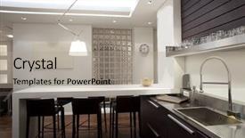  Presentation with room interior design - Presentation featuring pub design - interior of a dining room background and a  colored foreground