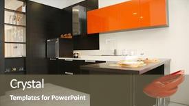  Presentation with kitchen design - Presentation having pub design - interior of a modern kitchen background and a tawny brown colored foreground