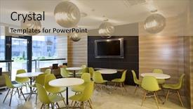  Presentation with interior design - Cool new PPT layouts with pub design - interior of a restaurant backdrop and a coral colored foreground