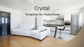  Presentation with room interior design - Colorful slide deck enhanced with pub design - modern luxury living room interior backdrop and a light gray colored foreground