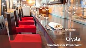  Presentation with chairs - Amazing slide set having pub design - red chairs near bar backdrop and a tawny brown colored foreground
