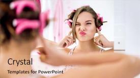  Presentation with teen girl - PPT layouts with puberty - teen girl gesture and activity background and a coral colored foreground