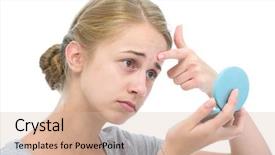  Presentation with puberty - Theme consisting of puberty - teenage girl checking her face background and a lemonade colored foreground