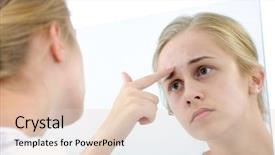  Presentation with puberty - Audience pleasing slides consisting of puberty - teenager checking her face backdrop and a lemonade colored foreground