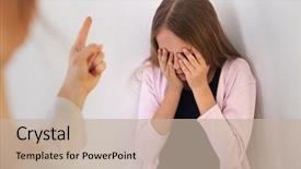  Presentation with puberty - Presentation enhanced with puberty - woman gesturing and scolding her background and a mint green colored foreground