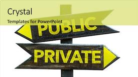  Presentation with public partnership - Presentation theme with public - private signpost isolated background and a yellow colored foreground