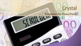  Presentation with calculator - Amazing PPT theme having public accounting - many of euro notes backdrop and a  colored foreground