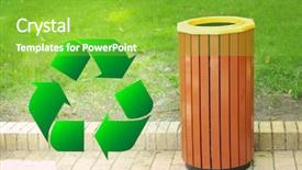  Presentation with bin - Beautiful slide deck featuring public awareness - sign of recycling and litter backdrop and a seafoam green colored foreground