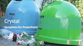  Presentation with urban and domestic waste - Amazing presentation having public awareness - two urban waste separation bins backdrop and a  colored foreground