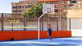  Presentation with basketball court - PPT theme having public-basketball-court-in-sunny background and a  colored foreground