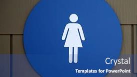  Presentation with toilet - Presentation design with public-bathroom-sign-and-symbols background and a ocean colored foreground