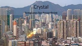  Presentation with public - Beautiful slides featuring public building under the lion mountain landmark of hong kong backdrop and a light blue colored foreground