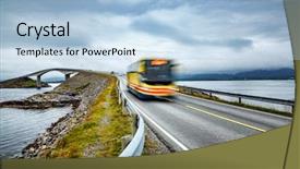  Presentation with road bus - Slides enhanced with adventure awards - public bus traveling background and a light blue colored foreground