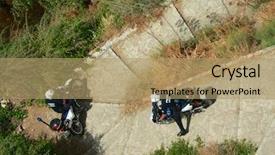  Presentation with spain - Presentation with public civil servant - spain motorcylce cops background and a coral colored foreground