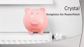  Presentation with public debt - Audience pleasing PPT theme consisting of public debt - heating battery with piggy bank backdrop and a white colored foreground