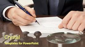  Presentation with notary - Presentation consisting of public debt - lawyer notary signs the documents background and a  colored foreground