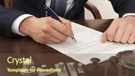  Presentation with notary - Cool new theme with public debt - lawyer notary signs the documents backdrop and a  colored foreground