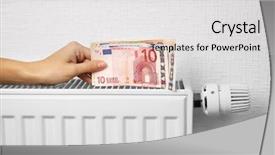  Presentation with battery - Cool new presentation with public debt - woman holding money on heating backdrop and a light gray colored foreground