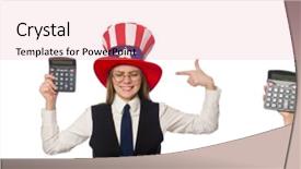  Presentation with white and black woman climbing ladders - Colorful slides enhanced with public debt - woman with calculator isolated backdrop and a coral colored foreground