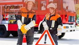  Presentation with attention - Audience pleasing PPT layouts consisting of public domain - female fire fighters in emergency backdrop and a red colored foreground