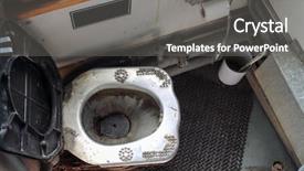  Presentation with toilet - PPT theme enhanced with public facilities - rusty metal dirty toilet background and a gray colored foreground