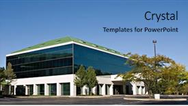  Presentation with building automation - Theme having public facilities - tinted glass building background and a teal colored foreground