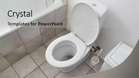  Presentation with public - Slide deck with public facilities - toilet in a tiled bathroom background and a light gray colored foreground