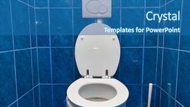  Presentation with weather vane blue - Colorful PPT layouts enhanced with public facilities - toilet in blue tiled bathroom backdrop and a ocean colored foreground