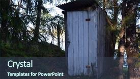  Presentation with hut - PPT theme consisting of public facilities - wooden toilet hut background and a ocean colored foreground