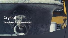  Presentation with public agencies - Theme with public faucet with a lion' background and a tawny brown colored foreground