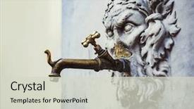  Presentation with man head in hands - PPT theme with public faucet with a man' background and a soft green colored foreground