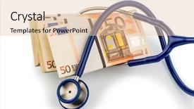  Presentation with liability risks - Colorful slide deck enhanced with public finance - stethoscope and euro banknotes symbolic backdrop and a lemonade colored foreground