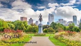  Presentation with george washington - Slides having public garden in boston background and a gold colored foreground