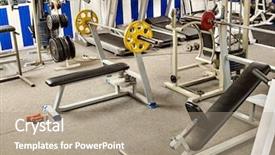  Presentation with treadmill - Audience pleasing slides consisting of public health free - fitness room with jogging treadmill backdrop and a coral colored foreground