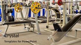  Presentation with treadmill - Beautiful PPT theme featuring public health free - fitness room with jogging treadmill backdrop and a  colored foreground