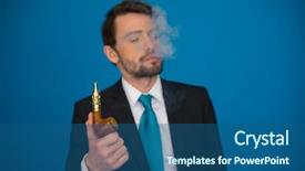  Presentation with public health - Presentation theme consisting of public health free - handsome businessman with e-cigarette wearing background and a ocean colored foreground