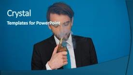  Presentation with crime thriller suit and tie - Beautiful slide set featuring public health free - handsome businessman with e-cigarette wearing backdrop and a ocean colored foreground