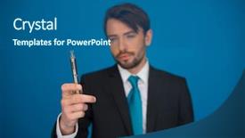  Presentation with cigarette - Presentation design enhanced with public health free - handsome businessman with e-cigarette wearing background and a ocean colored foreground