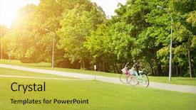  Presentation with bicycles - Slide set enhanced with public health free - two bicycles background and a  colored foreground