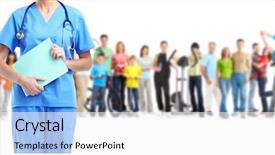  Presentation with public health care - PPT theme consisting of public health patient care - nurse hands background and a  colored foreground