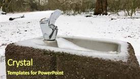  Presentation with snow covered trees and falling - Cool new presentation theme with public heath - snow covered park drinking fountain backdrop and a tawny brown colored foreground
