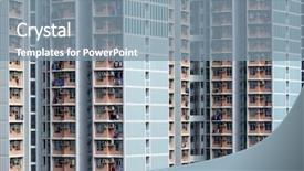  Presentation with facade - Audience pleasing theme consisting of public house building facade backdrop and a seafoam green colored foreground