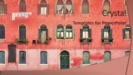  Presentation with island - Slide deck enhanced with public housing - duplex colored house background and a coral colored foreground