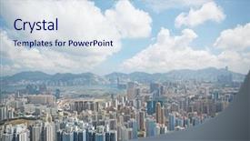  Presentation with hong kong - Audience pleasing presentation theme consisting of public housing - hong kong downtown backdrop and a sky blue colored foreground